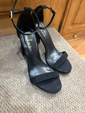 Lulus Audrinas Black Suede Open-Toe Ankle Strap Heels